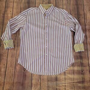 Robert Graham Multicolor Striped Casual Button Down Shirt